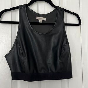 Calvin Klein Jeans Black Faux Leather Crop Top M